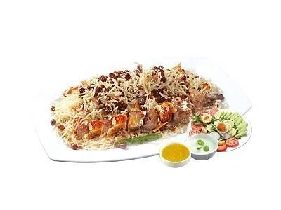Afghani pulao with chicken boti