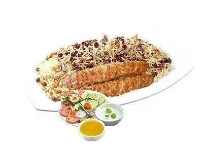 Afghani pulao with shami Kebab
