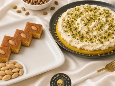 Madluka with Cream & Harisa with Almonds Combo