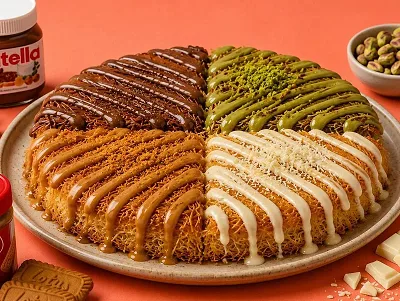 Kunafa Cheese with Mixed Sauces